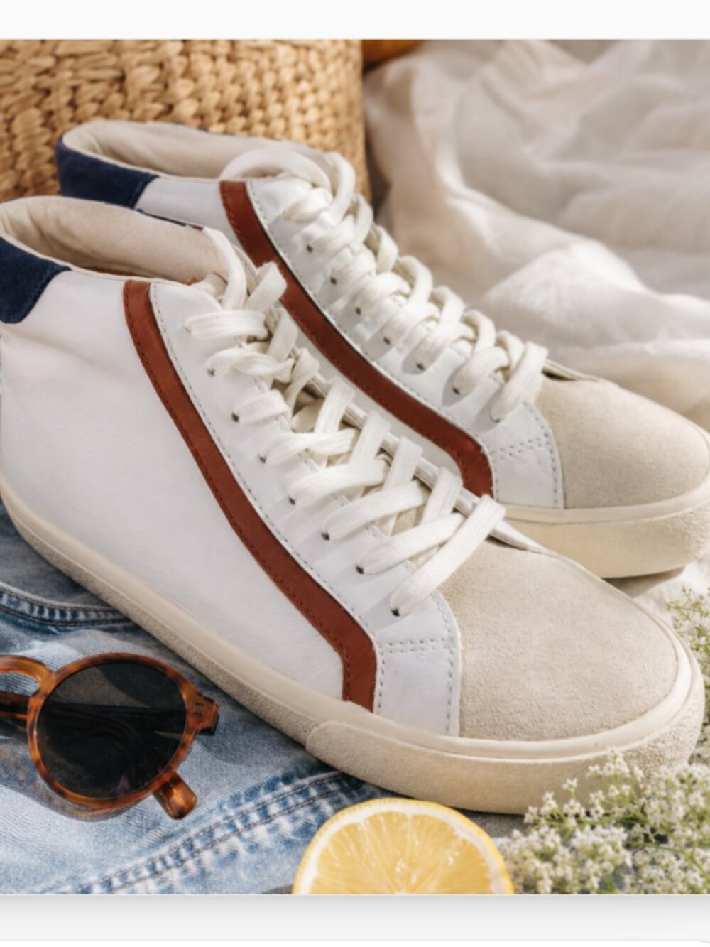 Madewell SZ 8 Sidewalk High-Top Sneakers In Colorblock Leather